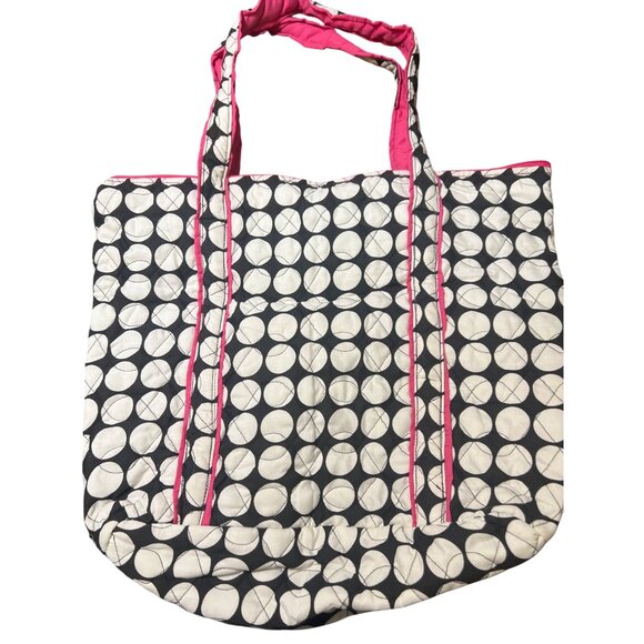 Buckhead Betties Adore-A-Ball Quilted Tote Bag With Pink Trim Green Lining NWT - Picture 3 of 6